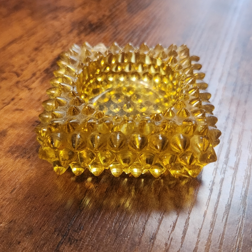 Vintage Fenton Hobnail Yellow Glass Decor